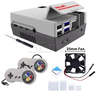 52Pi NES4Pi Nes Stijl Case Kit Abs Functionele Koelventilator Heatsinks Schroevendraaiers Alleen Voor Raspberry Pi 4 B (4 model B) Case en Controllers