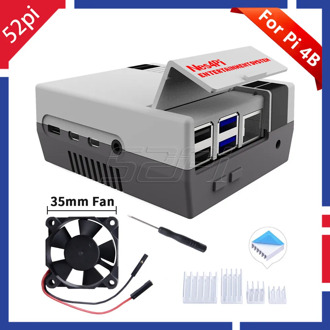 52Pi NES4Pi NES Style Case Kit ABS Functional Cooling Fan Heatsinks Screwdrivers Only for Raspberry Pi 4 B ( 4 Model B )