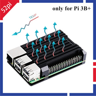 52Pi Original! Raspberry Armor Case Aluminium Alloy Cooling Heatsink Metal Case ONLY for Raspberry Pi 3B Plus (3 B+)