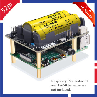 52Pi X728 UPS HAT& Power Management Board with Ac Power Loss Detection, Safe Shutdown Function For Raspberry Pi 4b / 3b+ / 3b