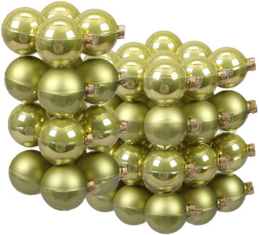 52x stuks glazen kerstballen salie groen (oasis) 6 en 8 cm mat/glans - Kerstbal