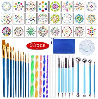 53 Mandala Puntjes Gereedschap Kit Omvat Puntjes Pen,Bal Stylus, penselen En Lade Voor Klei Aardewerk Craft, Schilderen, Art Tekening