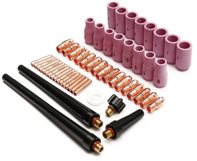 53 stks TIG Lastoorts Lichaam Onderdelen Gas Lens Nozzle Collet Cup Kit Voor WP-9 20 25