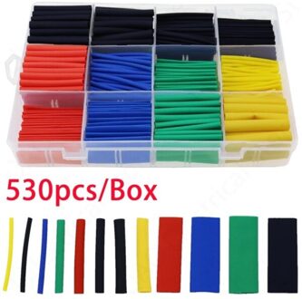 530Pcs 2:1 Krimpkous Wire Cable Sleeving Wrap Krimpkous Isolatie Krimpkousen Polyolefine Krimpen Buizen