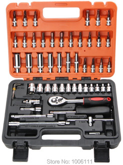 53pcs Automobile Motorcycle Repair Tool Case Precision Ratchet Wrench Sleeve Universal Joint Hardware Tool Kit Auto Tool Box