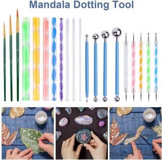 53Pcs Mandala Puntjes Gereedschap Set Pen Puntjes Gereedschap Mandala Stencil Bal Stylus Verf Lade Voor Schilderen Rotsen, kleuring, Tekening 25stk