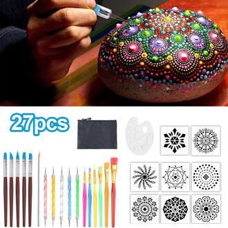 53Pcs Mandala Puntjes Gereedschap Set Pen Puntjes Gereedschap Mandala Stencil Bal Stylus Verf Lade Voor Schilderen Rotsen, kleuring, Tekening 27stk