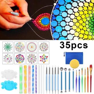 53Pcs Mandala Puntjes Gereedschap Set Pen Puntjes Gereedschap Mandala Stencil Bal Stylus Verf Lade Voor Schilderen Rotsen, kleuring, Tekening 35stk