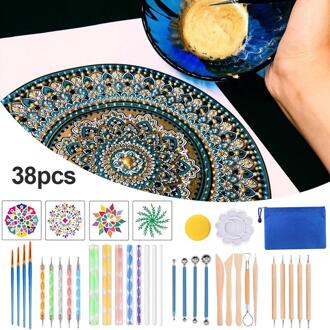53Pcs Mandala Puntjes Gereedschap Set Pen Puntjes Gereedschap Mandala Stencil Bal Stylus Verf Lade Voor Schilderen Rotsen, kleuring, Tekening 38stk