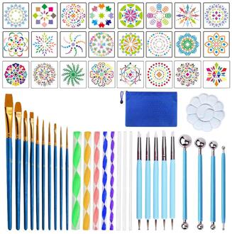 53Pcs Mandala Puntjes Gereedschap Set Pen Puntjes Gereedschap Mandala Stencil Bal Stylus Verf Lade Voor Schilderen Rotsen, kleuring, Tekening 53stk