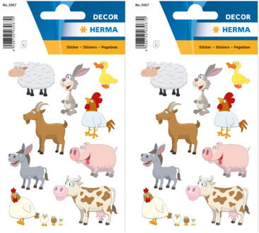 54x stuks Boerderij dieren stickers - kinderstickers - stickervellen - knutselspullen