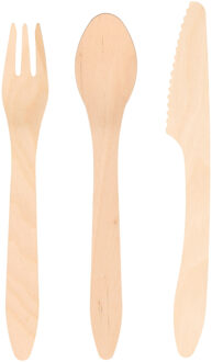 54x stuks Houten wegwerp bestek set 18-19 cm bio/eco/milieubewust