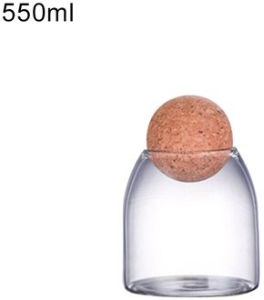 550/750/1200Ml Opslag Fles Bean Suiker Thee Koffie Kurk Glazen Pot Kan Kurk Glazen Fles opslag Flessen Potten Hout 550ml