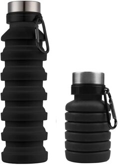 550 Ml Draagbare Siliconen Waterfles Intrekbare Vouwen Koffie Fles E Outdoor Reizen Tool Inklapbare Sport Flessen zwart