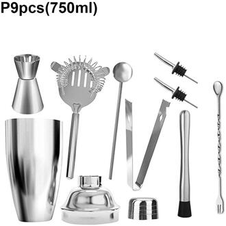 550Ml/750Ml Roestvrijstalen Shaker Set Gereedschap Rvs 304 High-End 9 Stuks Cocktail Shakers set