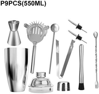550Ml/750Ml Roestvrijstalen Shaker Set Gereedschap Rvs 304 High-End 9 Stuks Cocktail Shakers set