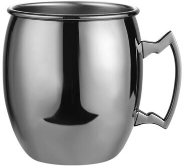 550Ml Moscow Mule Mok 18Oz Rvs Gehamerd Koffie Beker Bier Koper Plated Wijn Glas Reizen Mokken Bar accessoires zwart B