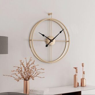 55Cm Grote Stille Wandklok Modern Klokken Voor Home Decor Office Europese Stijl Opknoping Muur Horloge Klokken goud-- blackhand