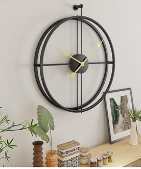 55Cm Grote Stille Wandklok Modern Klokken Voor Home Decor Office Europese Stijl Opknoping Muur Horloge Klokken zwart--goldhand