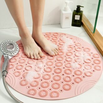 55Cm Ronde Pvc Antislip Badkamer Mat Siliconen Douche Badmat Voet Borstel Dode Huid Punt Kraal Pad badkamer Antislip Mat roze
