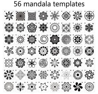 56 Pack Mandala Dot Schilderen Templates Stencils, Kleine Mandala Template Stencils Voor Diy Art Project Rock Schilderen, schilderen Op 8YY801798-B