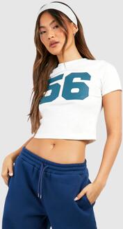 56 Slogan Fitted T-Shirt, Ecru - XL