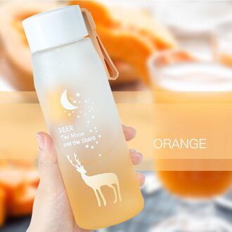 560Ml Cartoon Herten Water Flessen Voor Meisjes Lekvrije Draagbare Water Cup Outdoor Reizen Fiets Plastic Dier Drinkbeker oranje