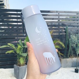 560Ml Water Fles Lekvrij Voor Meisje Fietsen Reizen Draagbare Water Flessen Plastic Animal Drinkbeker matte grijs