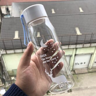 560Ml Water Fles Lekvrij Voor Meisje Fietsen Reizen Draagbare Water Flessen Plastic Animal Drinkbeker transparant blauw