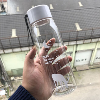 560Ml Water Fles Lekvrij Voor Meisje Fietsen Reizen Draagbare Water Flessen Plastic Animal Drinkbeker transparant grijs