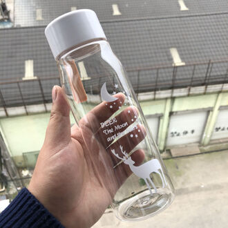 560Ml Water Fles Lekvrij Voor Meisje Fietsen Reizen Draagbare Water Flessen Plastic Animal Drinkbeker transparant oranje
