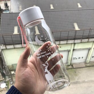 560Ml Water Fles Lekvrij Voor Meisje Fietsen Reizen Draagbare Water Flessen Plastic Animal Drinkbeker transparant roze