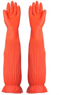 56Cm Waterdichte Huishoudhandschoenen Warme Afwassen Handschoen Water Dust Stop Schoonmaken Lange Rubberen Handschoenen Huishouden Keuken Gereedschap