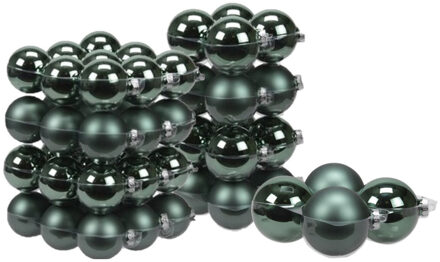 56x stuks glazen kerstballen emerald groen 6, 8 en 10 cm mat/glans