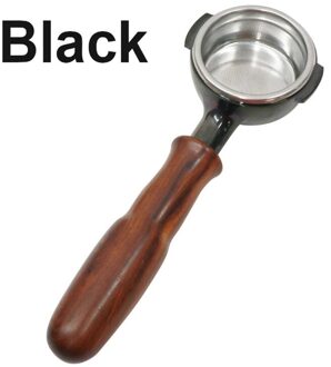 58 MM Rvs Koffie Machine E61 Bodemloze Filterhouder Filterhouder Houten Handvat Espresso Professionele Accessoire A zwart