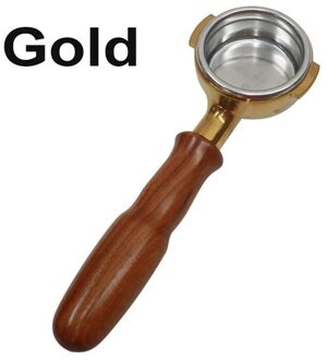 58 MM Rvs Koffie Machine E61 Bodemloze Filterhouder Filterhouder Houten Handvat Espresso Professionele Accessoire B goud