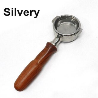 58 MM Rvs Koffie Machine E61 Bodemloze Filterhouder Filterhouder Houten Handvat Espresso Professionele Accessoire C zilverachtig