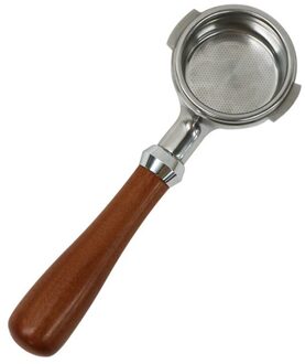 58 MM Rvs Koffie Machine E61 Bodemloze Filterhouder Filterhouder Houten Handvat Espresso Professionele Accessoire F zilverachtig