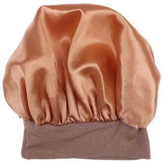 58Cm Effen Kleur Lange Haarverzorging Vrouwen Satijn Motorkap Cap Night Slaap Hoed Zijde Hoofd Wrap Passen Douche Caps gebreide Cap goud