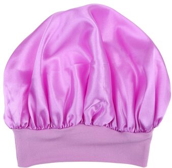58Cm Effen Kleur Lange Haarverzorging Vrouwen Satijn Motorkap Cap Night Slaap Hoed Zijde Hoofd Wrap Passen Douche Caps gebreide Cap paars