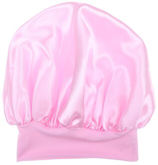 58cm Effen Kleur Lange Haarverzorging Vrouwen Satijn Motorkap Cap Night Slaap Hoed Zijde Hoofd Wrap Passen Douche Caps gebreide Cap roze