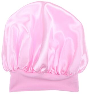 58Cm Effen Kleur Lange Haarverzorging Vrouwen Satijn Motorkap Cap Night Slaap Hoed Zijde Hoofd Wrap Passen Douche Caps gebreide Cap roze