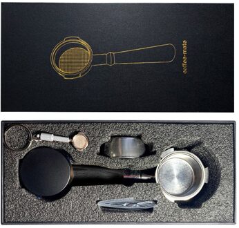 58Mm/51Mm Rvs Binaural Koffiezetapparaat Handvat Box Set Bodemloze Zeef Zeef Universele Hout Espresso tool.