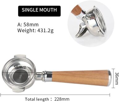 58Mm Bodemloze Filter Houder Rvs Koffie Binaural Machine Enkele Mond Cup Handvat Voor E61 Universele Koffie Accessoire A rood Rosewood