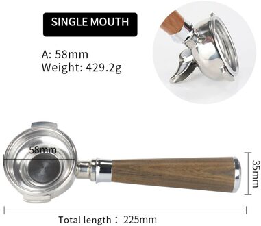 58Mm Bodemloze Filter Houder Rvs Koffie Binaural Machine Enkele Mond Cup Handvat Voor E61 Universele Koffie Accessoire A zwart Rosewood