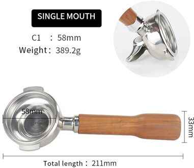 58Mm Bodemloze Filter Houder Rvs Koffie Binaural Machine Enkele Mond Cup Handvat Voor E61 Universele Koffie Accessoire C1 rood Rosewood