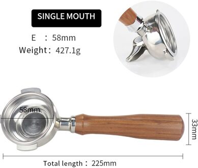 58Mm Bodemloze Filter Houder Rvs Koffie Binaural Machine Enkele Mond Cup Handvat Voor E61 Universele Koffie Accessoire E alle rood Rosewood