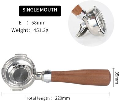 58Mm Bodemloze Filter Houder Rvs Koffie Binaural Machine Enkele Mond Cup Handvat Voor E61 Universele Koffie Accessoire E rood Rosewoo