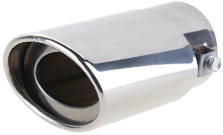 58Mm Universele Zwart/Zilver Rvs Car Rear Uitlaatpijp Staart Uitlaat Tip Enkele Outlet Uitlaat Auto uitlaatpijp Trim sliver