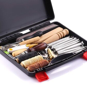 59 Stks/set Sanbest Professionele Leer Hobbygereedschappen Kit Hand Naaien Stiksels Punch Carving Werk Zadel Groover Set Accessori-30
